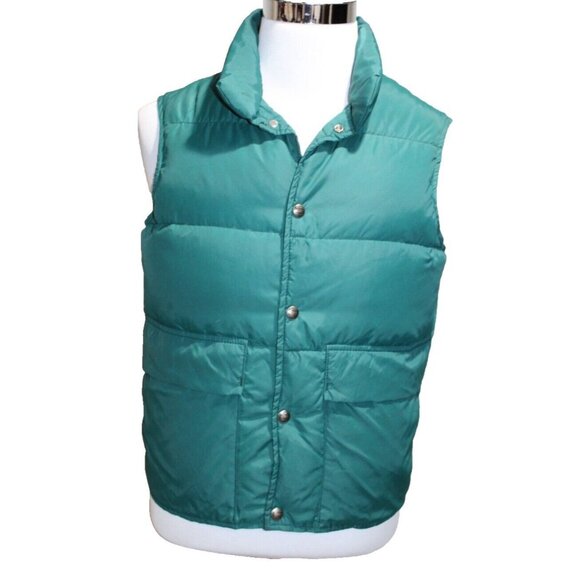 Vintage Woolrich Goose DOWN 80s Fall Winter Hunting HTF Teal Blue Vest Jacket S - Picture 7 of 7